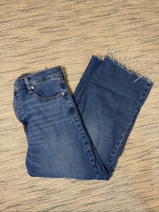 Banana Republic Denim - Banana Republic Blue Wide-Leg Raw Hem Jeans
